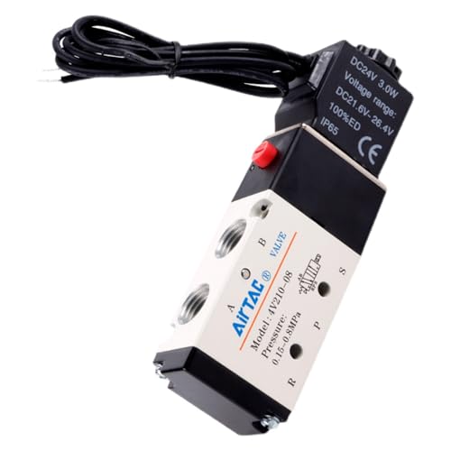 Solenoid Valve DC24V AirTAC 4V210-08 1/4"PT Outlet Wire Pneumatic Air 2 Position 5 Way Electric Single Coil Pilot-Operated - size: 1/4"PT, style: 4V210-08 DC24V Out of line