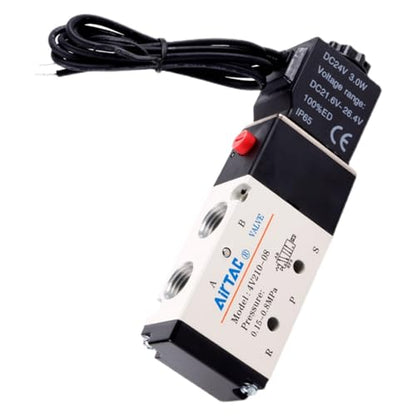 Solenoid Valve DC24V AirTAC 4V210-08 1/4"PT Outlet Wire Pneumatic Air 2 Position 5 Way Electric Single Coil Pilot-Operated - size: 1/4"PT, style: 4V210-08 DC24V Out of line
