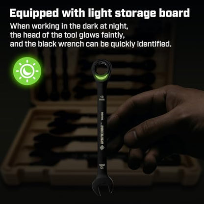 ironcube 12-Piece Ratcheting Wrench Set: SAE 1/4" to 3/4" - 72-Tooth - Tough Black - Chrome Vanadium Steel - with Organizer - size: 12 Piece SAE