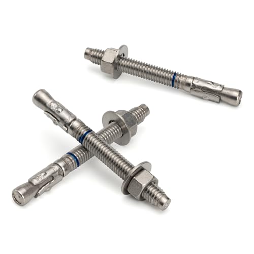 3/8" x 3-3/4" Concrete Anchors (12 Pack) 3/8 inch Wedge Anchors Bolts Stainless Steel - size: 3/8"x3-3/4"