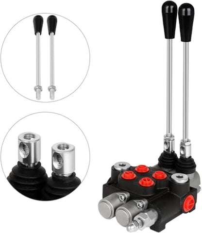 Hydraulic Flow Control Valve, 2 Spool 11 GPM G Ports Hydraulic Directional Control Valves Adjustable Relief Double Acting Parallel Center Tractor Loader W/Small Tractors/Tanks Loaders Log Splitters - size: 2 Spool 11 GPM