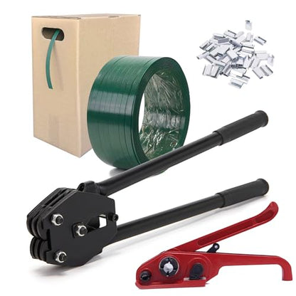 Poly Banding Strapping Kit with 1000ft PET Strap and 100 Buckles - color: 5kg kit(red)