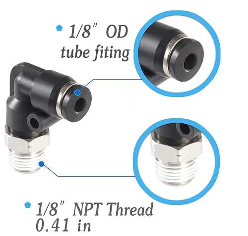 1/8" OD x 1/8" NPT Male Elbow Push-to-Connect Fittings, 10-Pack - size: OD 1/8 - NPT 1/8