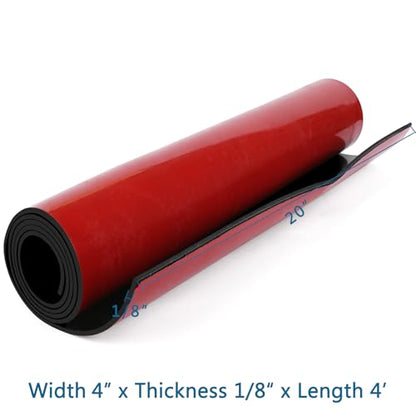 HooTown Adhesive Solid Rubber Strips, Self Neoprene Rubber Sheets Rolls Red - color: 1/8" Thick Adhesive, size: 20” W x 48" L
