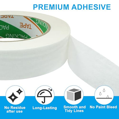 White Masking Tape, 2 Rolls, 1" x 55 Yards - color: White