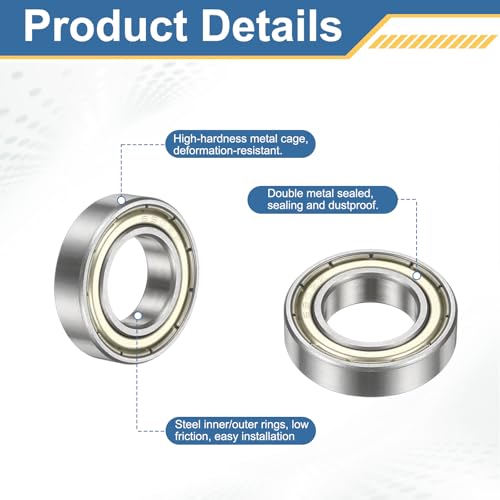 uxcell 6902-ZZ Deep Groove Ball Bearing, 15mm x 28mm x 7mm 20Pcs - size: 15mm x 28mm x 7mm