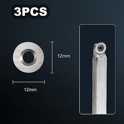 27pcs Carbide Lathe Tools,Tungsten Cutters Inserts Set for Wood Lathe Turning Tools, Include 11 mm Square with Radius, 12 mm and 8.9 mm Round, 30 x 10 mm Diamond, Screwdriver,Screws - size: 27pcs
