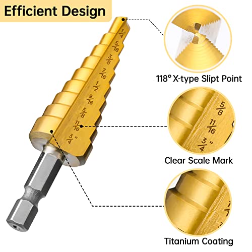 3PCS HSS Step Drill Bit Set for Metal Titanium Unibit - size: 3PCS Set