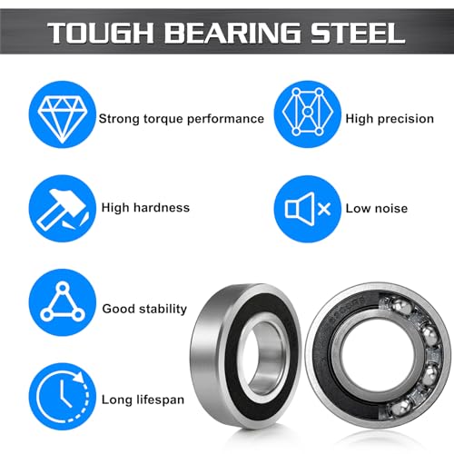 BBMB 6206-RS Double Rubber Seal Deep Groove Ball, P5 High-Precision and Strong Torque Performance, 30x62x16mm Chrome Steel Bearings (2Pack)