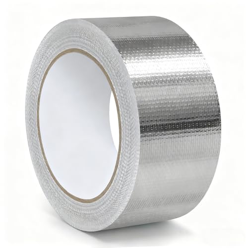 2" x 66 Ft Aluminum Foil Tape, 5.91 mil - Heavy Duty Heat Shield & Thermal Insulation Fiberglass Tape for HVAC Ductwork, Metal Ducts, Dryer Vents, AC Pipes, Exhaust Repair