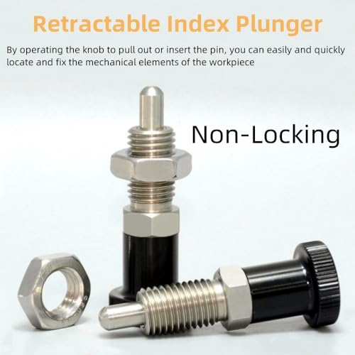 2Pcs Push Fit Ball Nose Spring Plunger, Stainless Steel Spring Knob Plunger Non-Locking Spring Indexing Plunger Hand Retractable Spring Plunger Pin for Industrial Equipment (M8) - size: M8