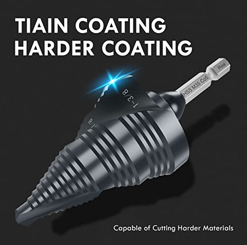 1/4"-1-3/8" Double Sprial Flute M35 Cobalt Step Drill Bit - size: 1/4"-1-3/8"(2 Flute)