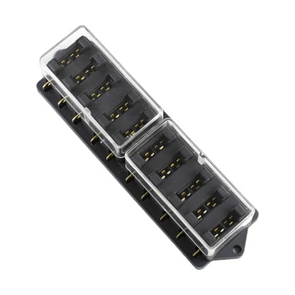 10-Way Covered Standard Blade Fuse Distribution Block - size: 10P