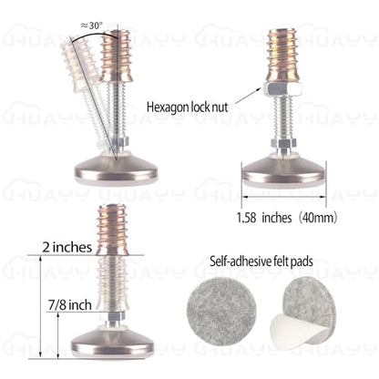 HUAYY Furniture Levelers Swivel Feet,Angle Height Adjustable(3/8-16 Nut Inserts Kits-8 Sets),Heavy Duty Leveling Legs for Table Chairs Cabinets Sofa,with High-Density Self-Adhesive Felt Pads - size: 3/8-16 Kits-8 Sets