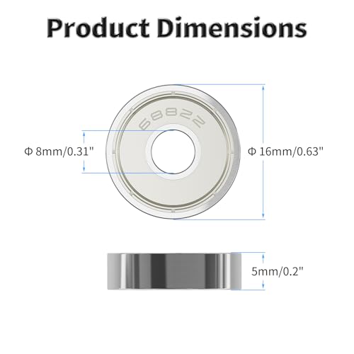 20 Pcs 688ZZ Ball Bearings, Carbon Steel, 8x16x5mm - size: 688ZZ 20Pcs