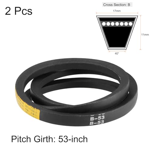 uxcell B53 V-Belts 53" Pitch Length, B-Section Rubber Drive Belt 2pcs - size: 53"