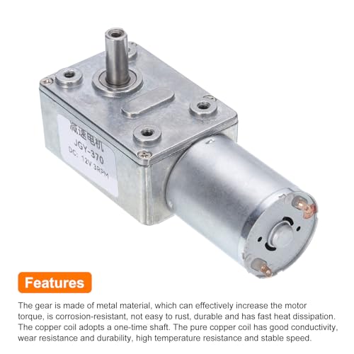 MECCANIXITY DC 12V High Torque Turbine Worm Geared Motor with 6mm Shaft 3RPM Geared Motor Gear Box Reduction Motor for Boat, Car, Fan, Home Appliance - style: 3 RPM