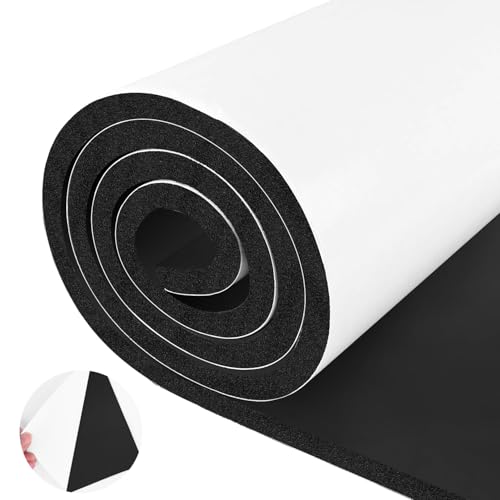 ToLanbbt Sponge Neoprene Foam Sheet with Adhesive - 1/2” Thick, 12” x 59” Closed Cell Foam Rubber Roll, Weatherproof Soundproof Padding for Automotive, Cabinet, Furniture, Crafts, DIY, Black - color: Black, size: 12 in x 59 in x 1/2 in