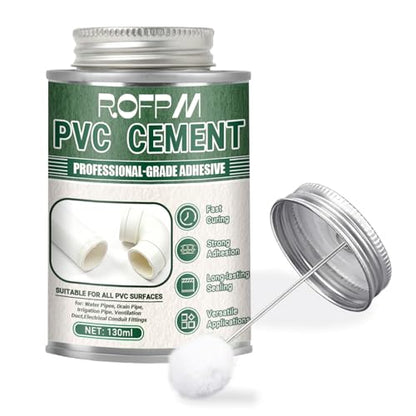 PVC Cement Pipe Glue 4.39floz, Waterproof High Strength PVC Adhesive