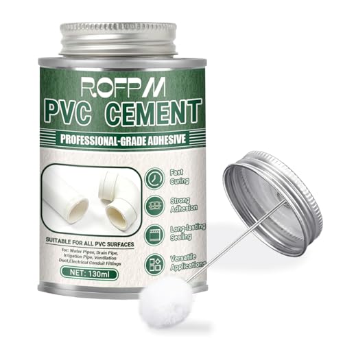 PVC Cement Pipe Glue 4.39floz, Waterproof High Strength PVC Adhesive