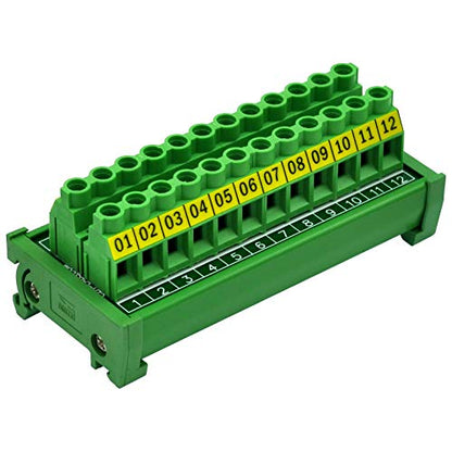 DIN Rail Mount 30A/300V 12 Position Screw Terminal Block Distribution Module
