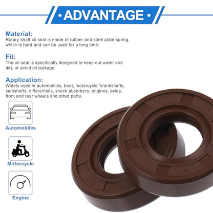 Universal Oil Seal TC Double Lip W Steel Spring Seal Ring Rotary Shaft Seal 14x28x7mm High Pressure FKM Rubber Brown 2 Pcs - size: 14x28x7mm