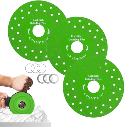 4.5” Rock Slab Grinding Disc 3 Pcs Rock Slab Flat Grinding Cutting Disc for Angle Grinder Ultra-Wide Diamond Saw Blades for Grinding Cutting Marble Granite Tile Porcelain Glass - style: Multi-Porous