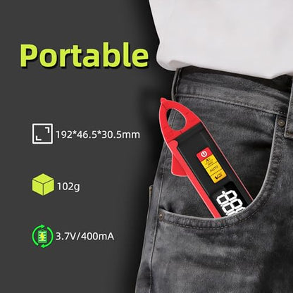 BSIDE 1mA Clamp Meter, DC/AC Current with Smart Mode, True RMS 6000 Counts Rechargeable Auto-Ranging Clamp Multimeter, Temperature Capacitance Diode Duty Cycle Hz Ohm Live Check V-Alert Voltage Tester