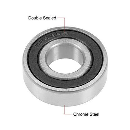 uxcell 6203-2RS Deep Groove Ball Bearing 17x40x12mm Double Sealed Chrome Steel Bearings 2-Pack - size: 17x40x12mm