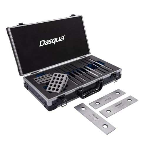 Dasqua 1-2-3 Blocks & Thin Parallel Set - 10PC Hardened Alloy Steel, Precision Ground to 0.0002" Tolerance for Machinist Layout