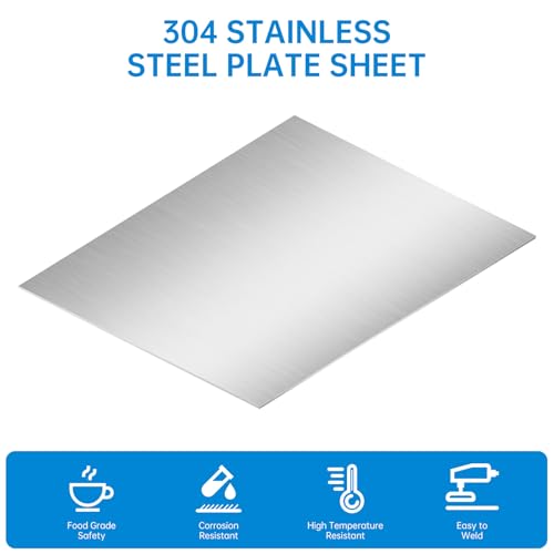 16 x 12 Inch 304 Stainless Steel Sheets, 11Gauge Thickness Stainless Steel Plates Stainless Steel Shim Plates Metal Sheets for Kitchen DIY Craft Making (3 mm / 1/8 Inch Thickness) - size: 16 x 12 inch