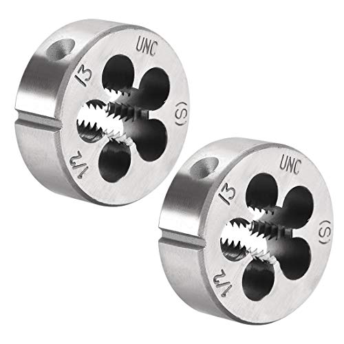 uxcell 1/2-13 UNC Round Die, Machine Thread Right Hand Threading Die, Alloy Tool Steel Screw Thread Cutting Die, 2pcs - size: 1/2-13 UNC