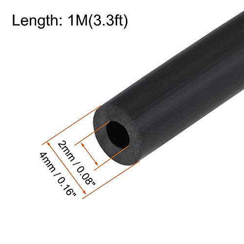 uxcell Lubricating Oil Hose, 2mm ID x 4mm OD 3.3ft Rubber Water Hose Tubing Black - size: 2mm x 4mm