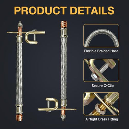 2 PCS 7" Metal Valve Stem Extenders, Flexible Stainless Steel Car Tire Valve Extension Kit with Clamps, Universal Braided Tire Stem Extender for Cars Trucks Trailers RVs - color: 7"