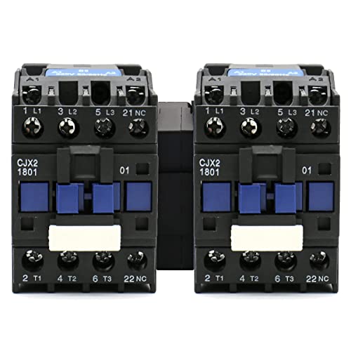 Baomain 3-Pole AC Contactor CJX2-1801 220VAC Coil, 3NO+1NC Auxiliary, 660V 3-Phase, DIN Rail Mount,for Motor Starters, Pumps, and Industrial Control Panels - style: AC 220V