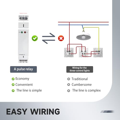 Electronic Impulse Latching Relay, GRM8-01 16A Memory Impulse Relay Wide Range Voltage AC DC 12V to 240V Pulse Relays Din Rail Mounted - style: GRM8-01AC/DC12V~240V