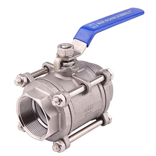 DERNORD Ball Valve 2 Inch NPT Threaded - Stainless Steel 304 Female 3 Piece Full Port (2" NPT Female) - size: 2" NPT Female