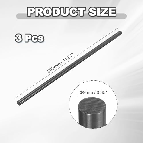 PATIKIL Graphite Rod 3 Pcs Graphite Stirring Rod 300x9mm Cylinder Stick - size: 300x9mm