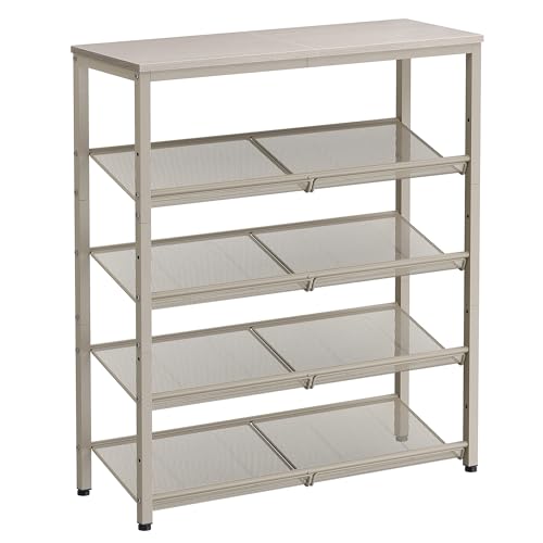 VASAGLE 5-Tier Shoe Rack, Adjustable, Freestanding - color: Cappuccino Beige + Oatmeal Beige, size: 5 Tiers (29.5"W)