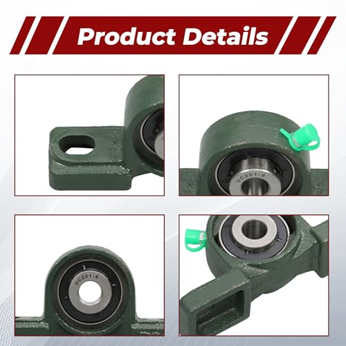 findmall UCP201-8 Pillow Block Bearing Units - 1/2" Bore Self-Aligning Cast Iron Bearings, Industrial Mounted Units 10Pcs
