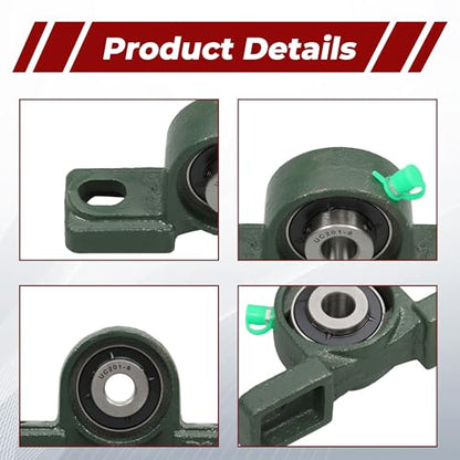 findmall UCP201-8 Pillow Block Bearing Units - 1/2" Bore Self-Aligning Cast Iron Bearings, Industrial Mounted Units 10Pcs