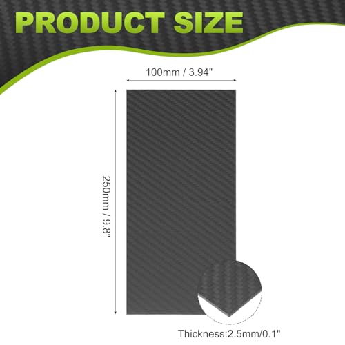 MECCANIXITY 3K Carbon Fiber Plate Panel Sheets, 100 x 250 x 2.5mm Carbon Fiber Board Plate Matte Twill Weave Panel Sheets Flexible for RC Aircraft, Model Car, Auto Parts - size: 100 x 250 x 2.5mm/3.94 x 9.8 x 0.1 inches