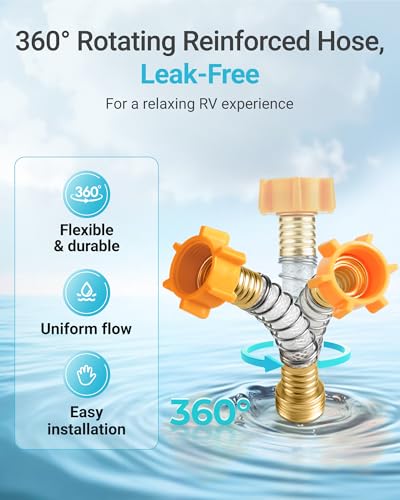 AQUA CREST RV Inline Water Filter, Garden Hose & Camper Water Filter - style: 4-Pack Filters with 2 Hose Protectors