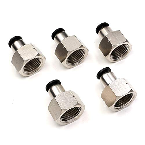 3/8 NPT Air Lines Fittings 1/4 OD Tubing Push Connect Air Fittings Quick Connect Tube Fittings Push in Connectors Fittings Air Hose Fittings Pneumatic Fittings Push Lock Fittings PCF 5Packs - size: 1/4" OD X 3/8" FNPT