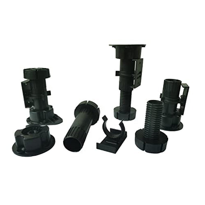 Black Furniture or Cabinet Leveler Legs - Support 330 Lb. per Leg - Adjusts from 3 7/8" to 5 3/8" - 12 Pack
