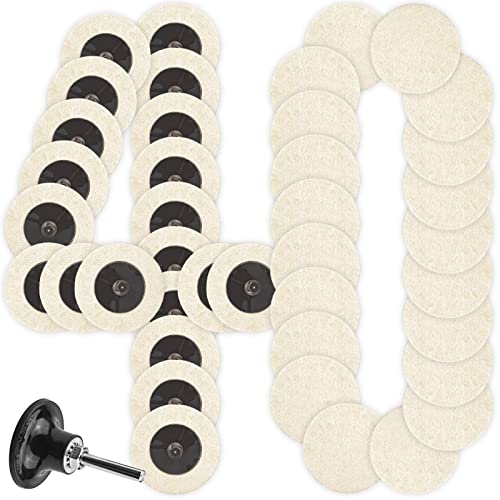 40 Pcs 2 Inch Wool Disc, Premium Compress Wool, Cleaning & Polishing, on Metal Polishing, 1 Pc Holder Include - style: Wool Disc