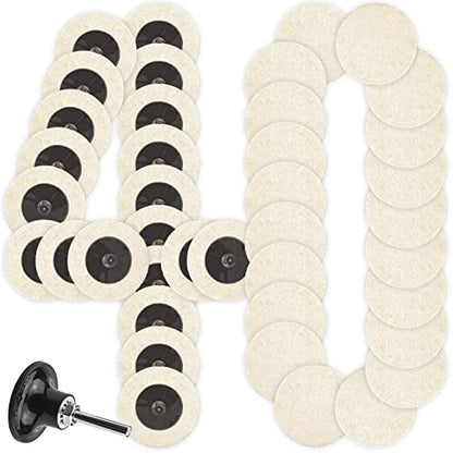 40 Pcs 2 Inch Wool Disc, Premium Compress Wool, Cleaning & Polishing, on Metal Polishing, 1 Pc Holder Include - style: Wool Disc