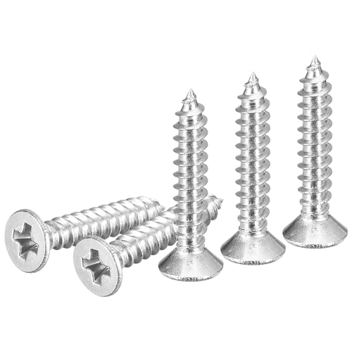 DTGN 100Pcs #4x5/8 Flat Head Wood Screws, 304 Stainless Steel Phillips Self Tapping Screws - Good for Woodworking, Furniture - Silver - color: Silver, size: #4x5/8"