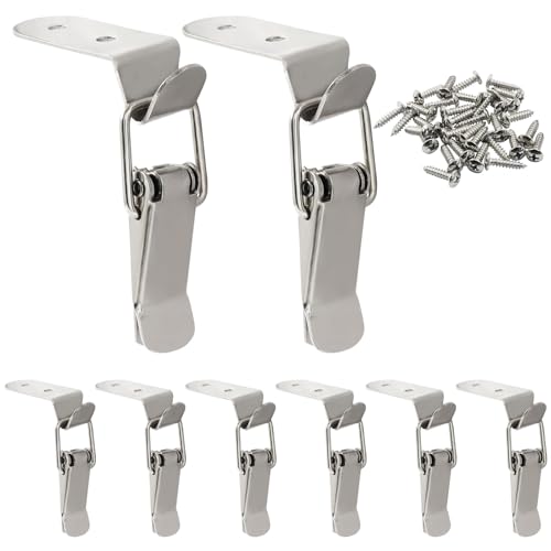 8PCS 90-Degree Tool Box Latches, Stainless Steel - size: without keyholes