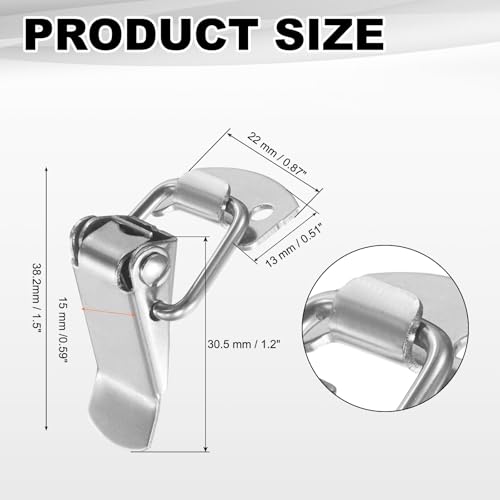 PATIKIL 4 Pcs Stainless Steel Spring Loaded Toggle Latch, 1.5" Tool Box Catch Hasp Clamp Lock with Mounting Screws for Cabinet Door Barn Wooden Case Chest - size: 1.5 Inch